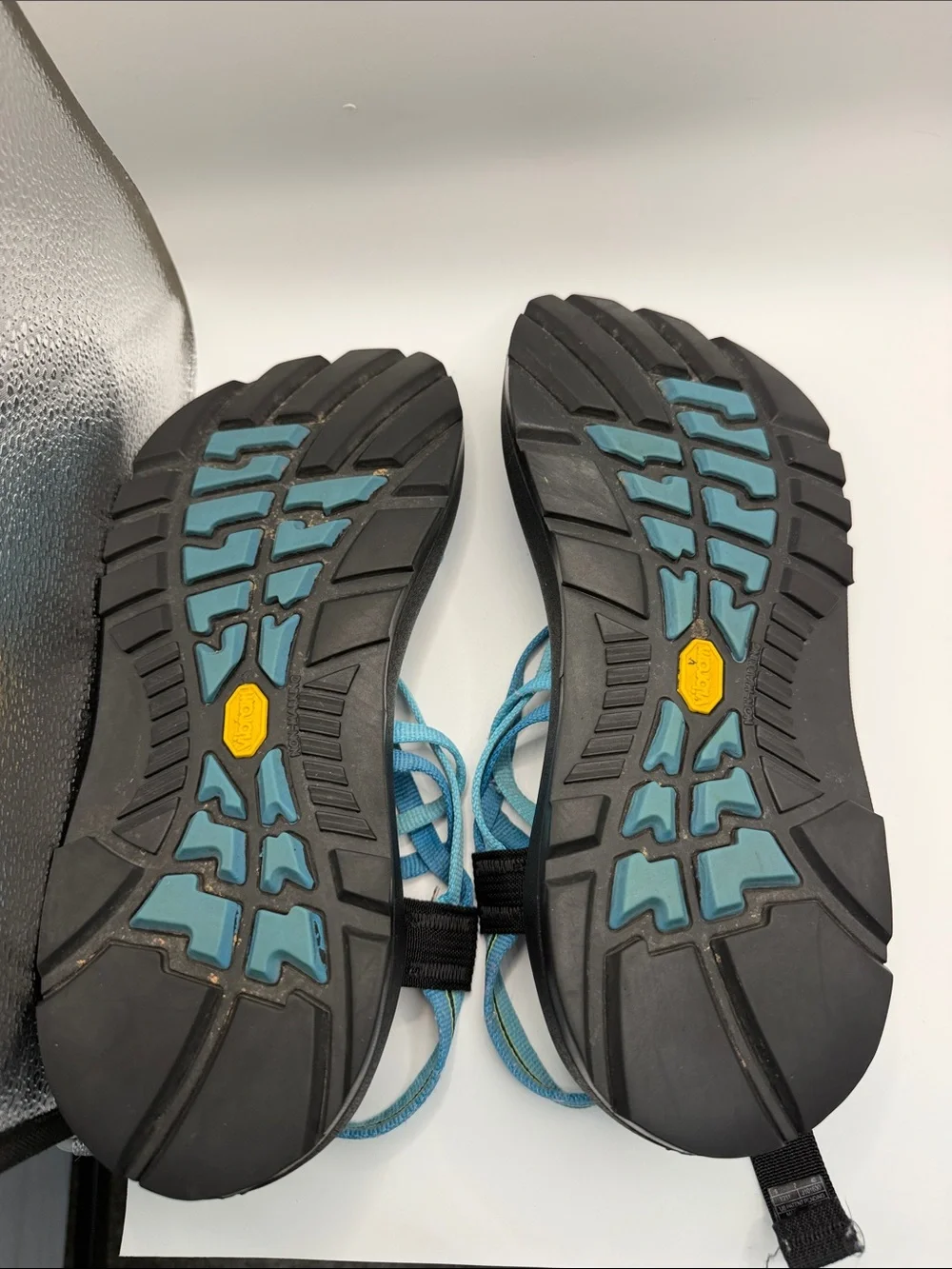 Chaco Women's Black Sandals with Light Blue Straps